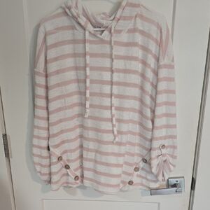 Striped Pink and White Women's Hoodie
